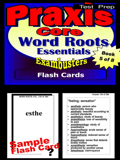 Cover image for PRAXIS 1 Test Word Roots—PRAXIS Vocabulary Flashcards—PRAXIS 1 Prep Exam Workbook 5 of 8